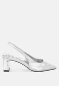 Amberin Crinkled Metallic Slingback Heels-0