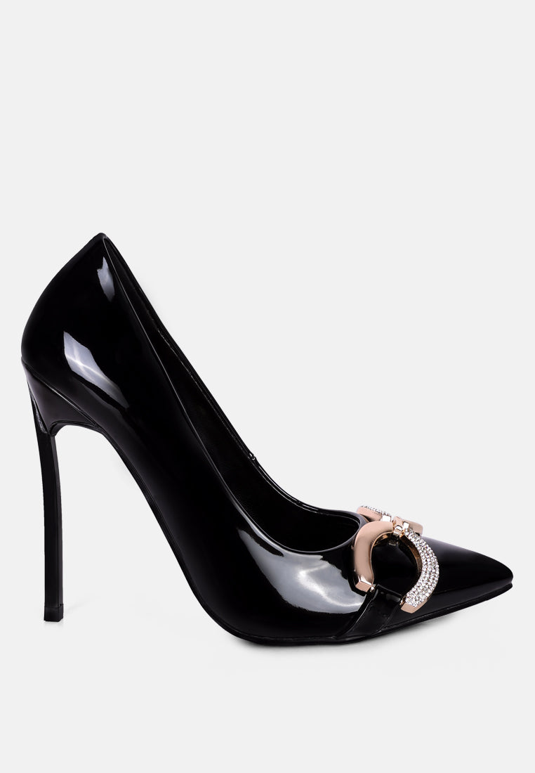Cocktail Buckle Embellished Stiletto Pump Shoes-5