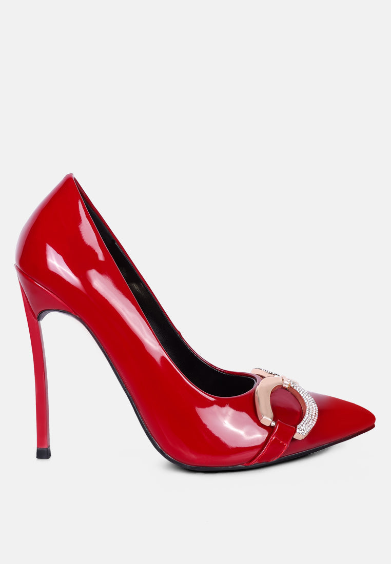 Cocktail Buckle Embellished Stiletto Pump Shoes-6