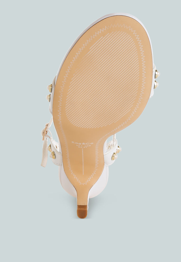 Morosa Studded Real Leather Kitten Heel Sandals-4