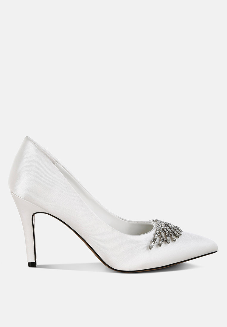 Rhodolia Diamante Brooch Detail Satin Pumps-0