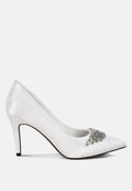 Rhodolia Diamante Brooch Detail Satin Pumps-0