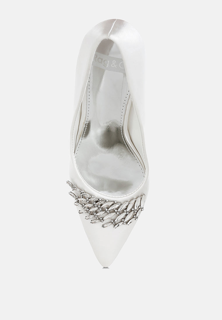 Rhodolia Diamante Brooch Detail Satin Pumps-4