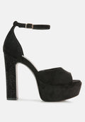 Beaty High Block Heeled Diamante Stud Sandals-6
