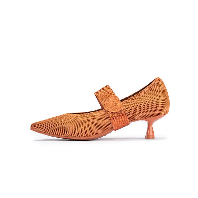 Belle Detachable Strap Mary Jane Heels – Pointed Toe Knit Kitten Heels-6