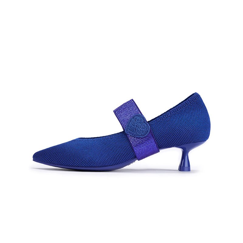 Belle Detachable Strap Mary Jane Heels – Pointed Toe Knit Kitten Heels-8