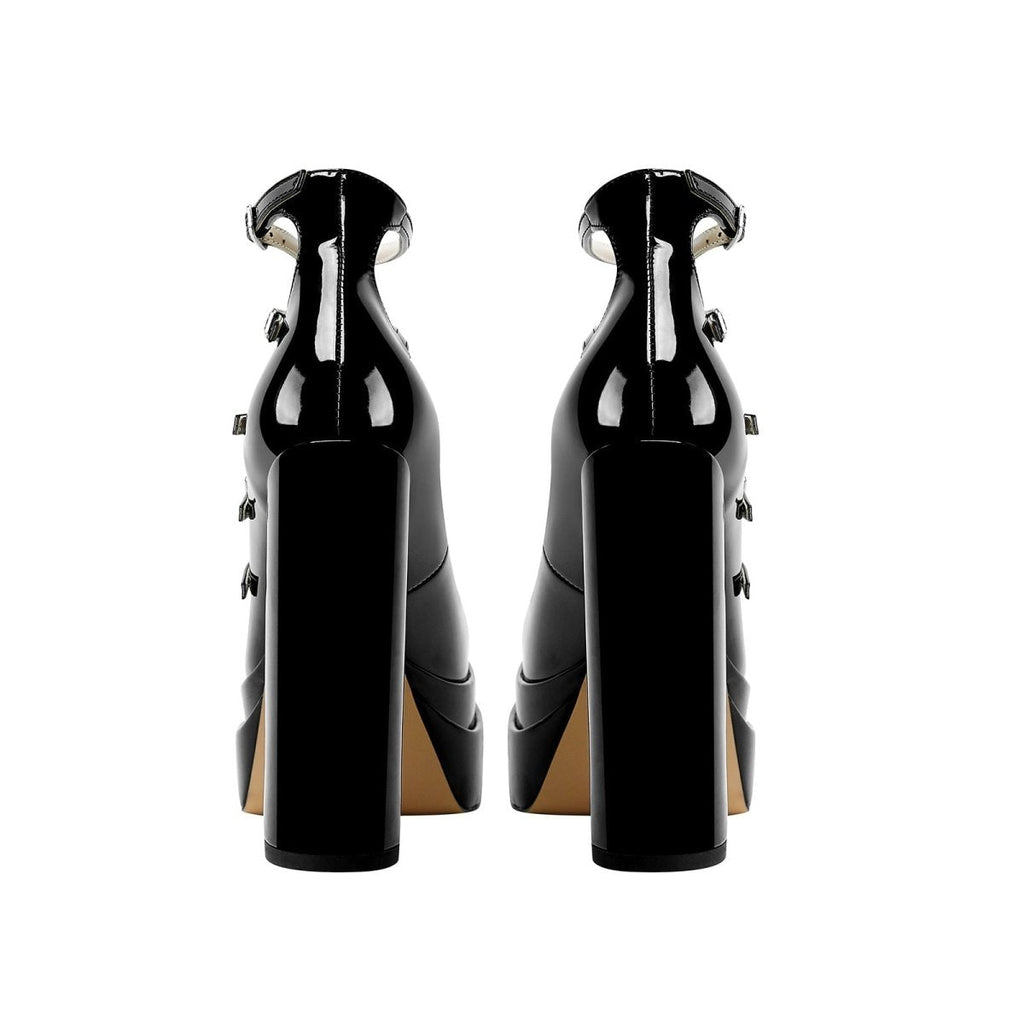 Black Strappy Mary Jane Platform Heels-4
