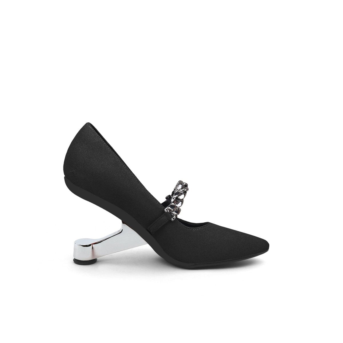 Chain Strap Suede Pumps-2