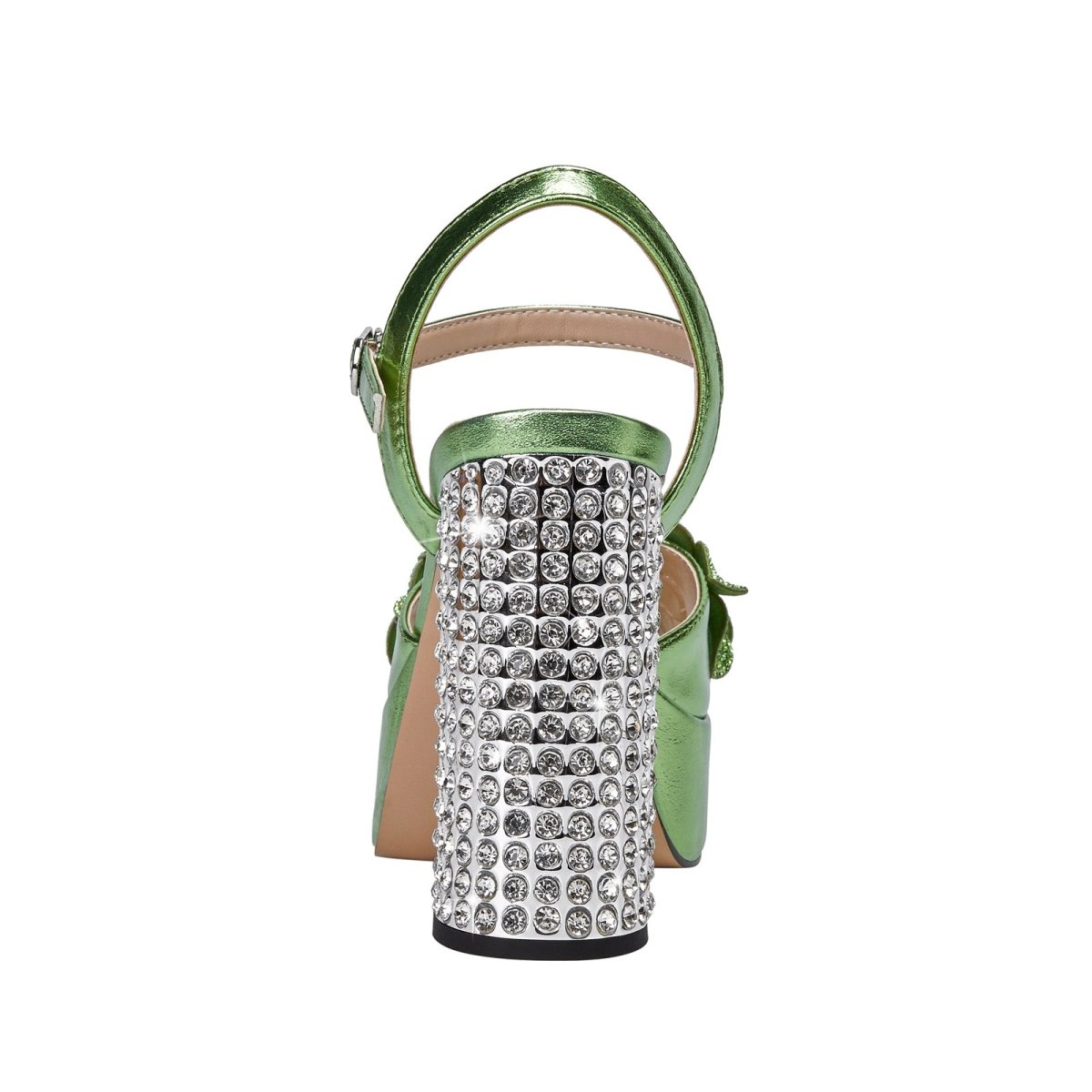 Charming Floral Open Toe Gem Encrusted Heel Sandals-3