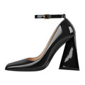 Chunky Square Toe Ankle Strap Heels-0