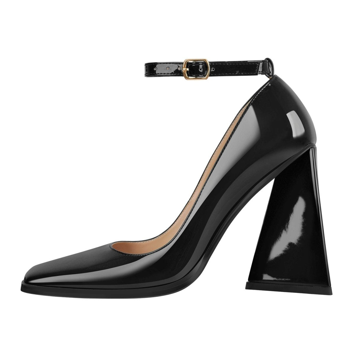 Chunky Square Toe Ankle Strap Heels-0