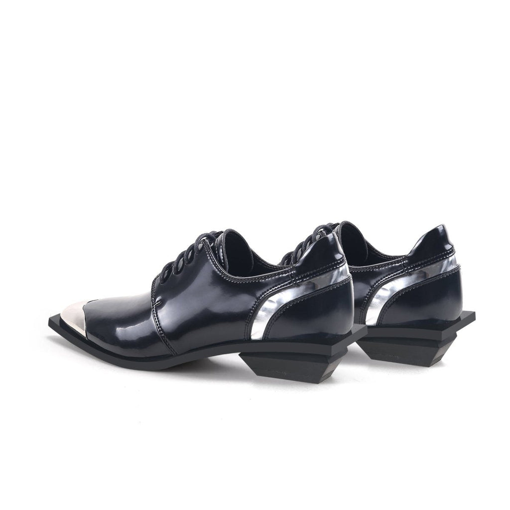 Color Block Low Heel Oxford Shoes-4