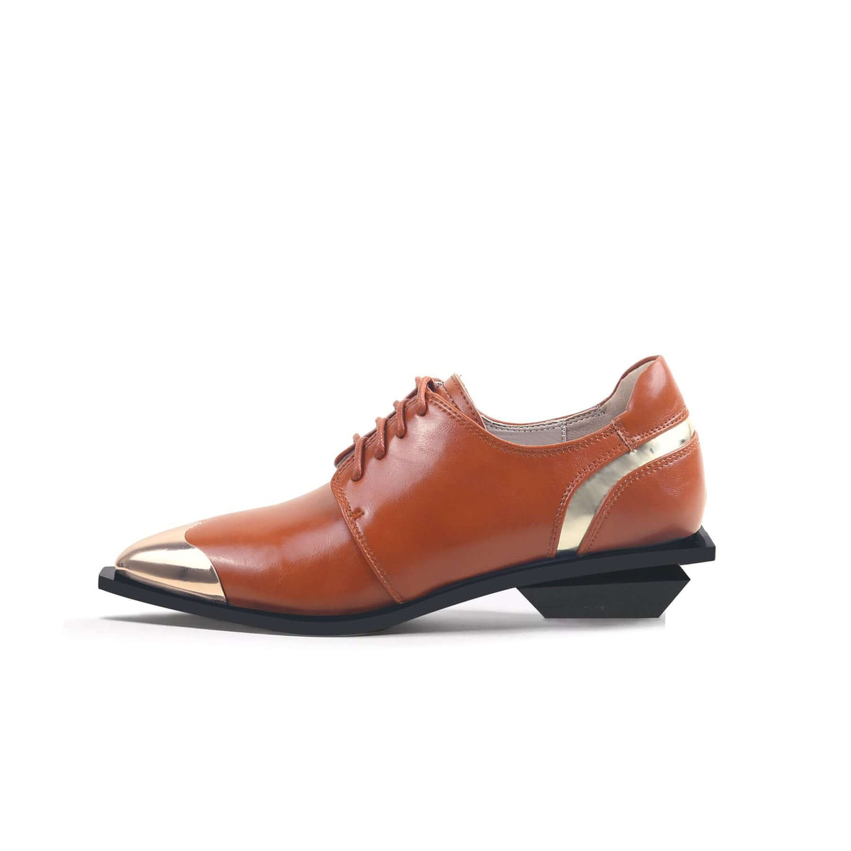 Color Block Low Heel Oxford Shoes-5
