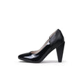 Shiny Color-Block Rhombus Heel Pumps-0