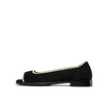 Colorblock Peep Toe Knit Flats – Square Toe Low Heel Sandals-0