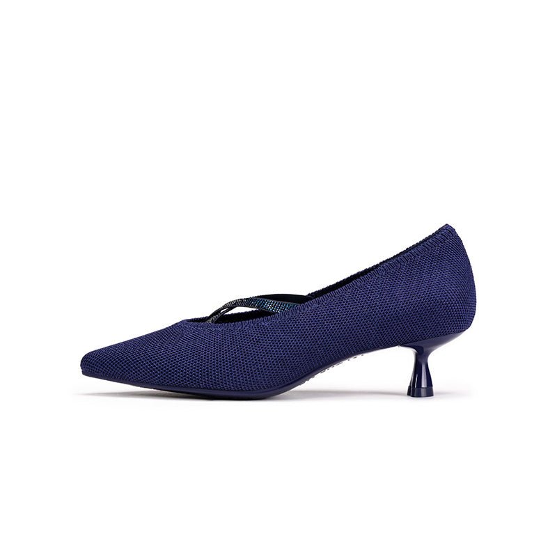 Countess Cross-Strap Kitten Heels – Crystal Pointed Toe Knit Pumps-6