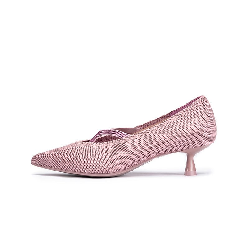Countess Cross-Strap Kitten Heels – Crystal Pointed Toe Knit Pumps-7