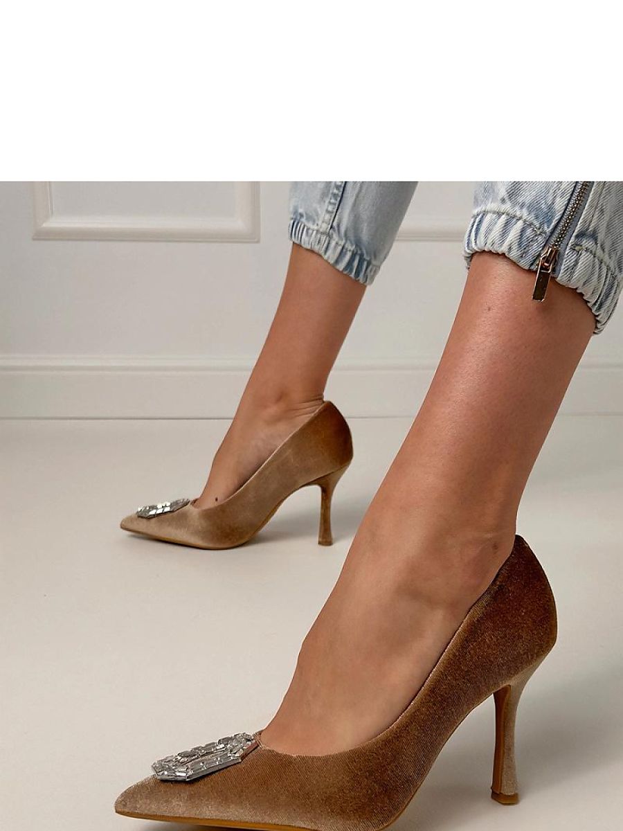 Brown Zircon Pointed-Toe Stiletto Pumps