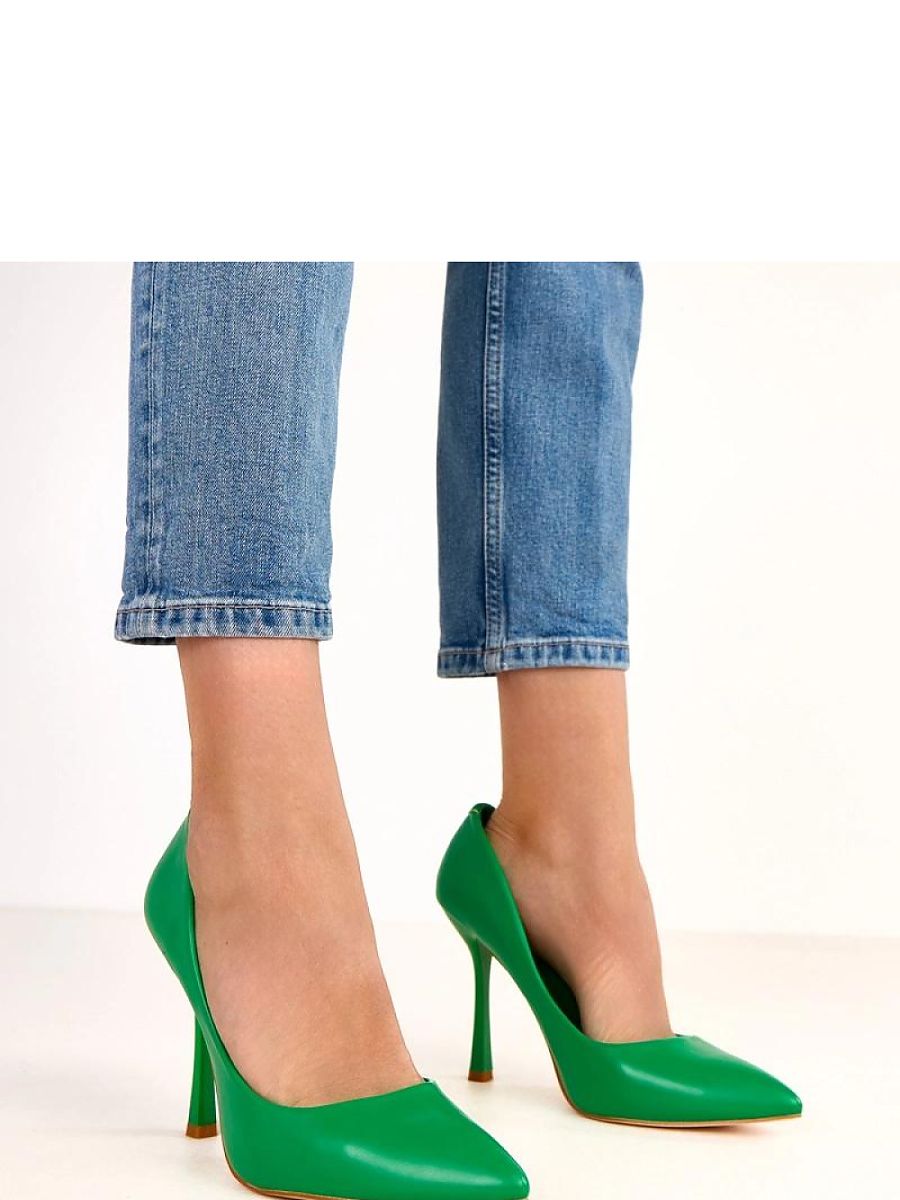 Green Pointed-Toe 11cm Stiletto Pumps