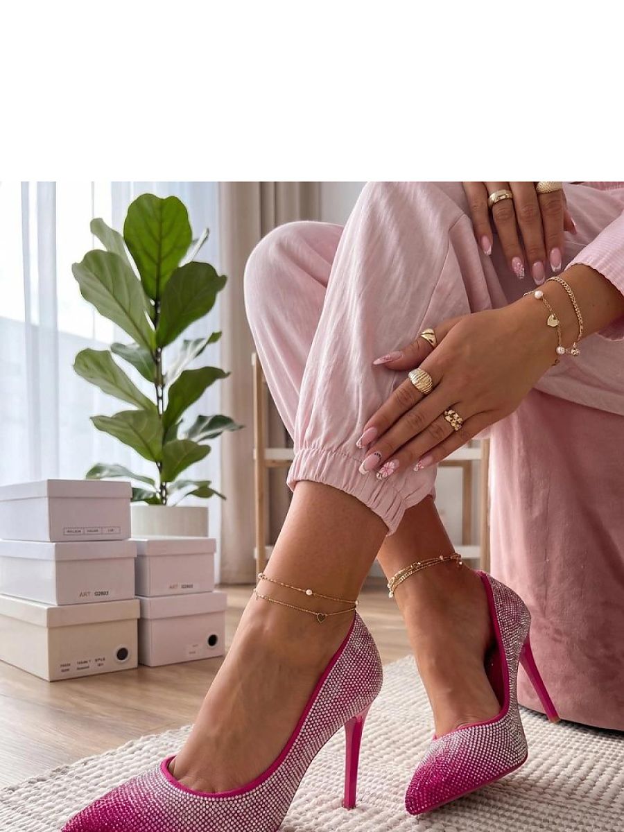 Pink Fabric 10cm Stiletto Heels