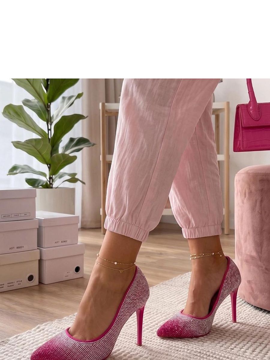 Pink Fabric 10cm Stiletto Heels