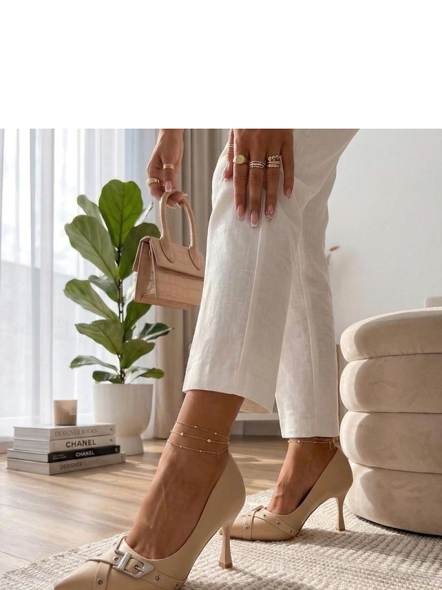Beige Pointed-Toe 6cm Heels