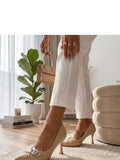 Beige Pointed-Toe 6cm Heels