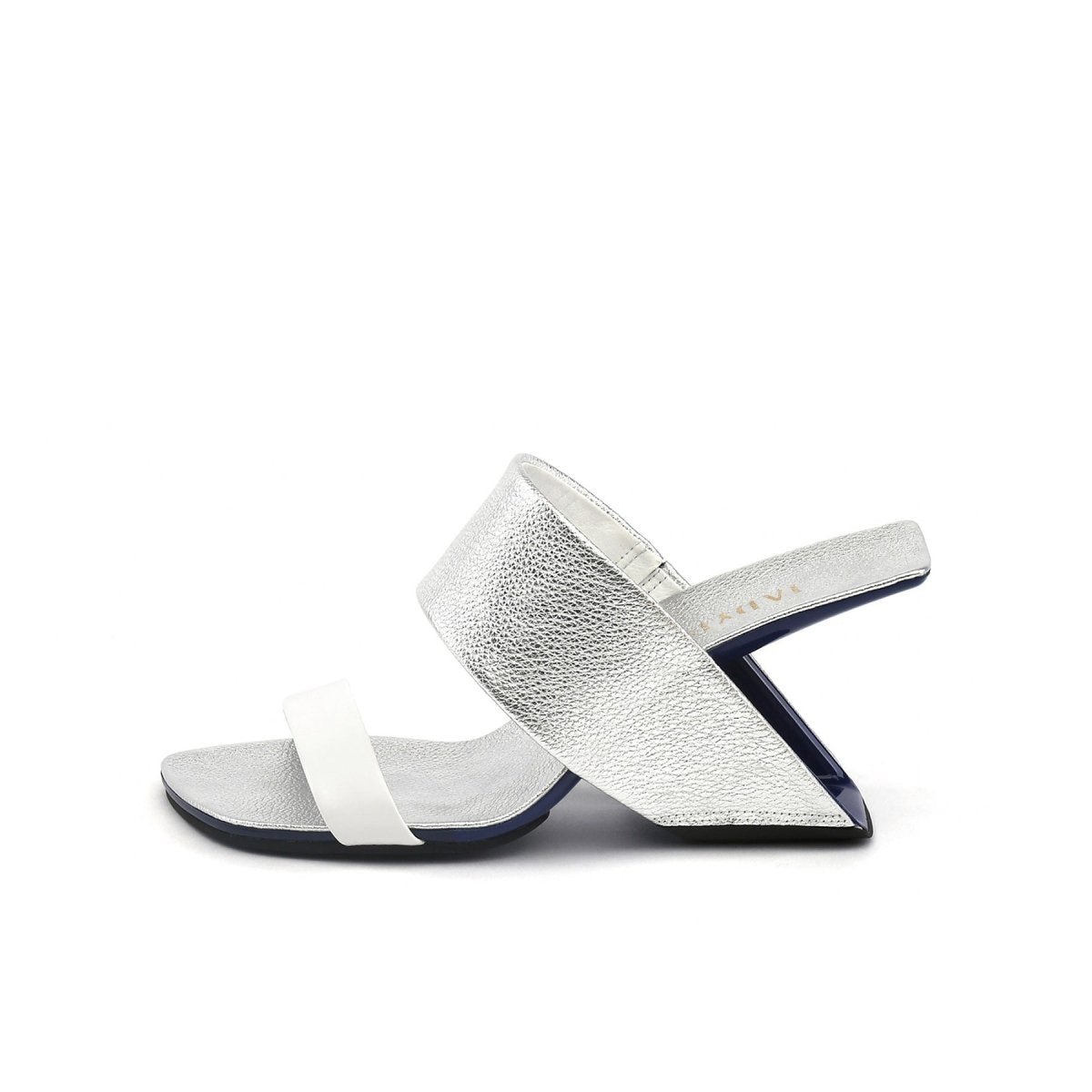 Double Strap Textured Slip On with Hollow Heels-5