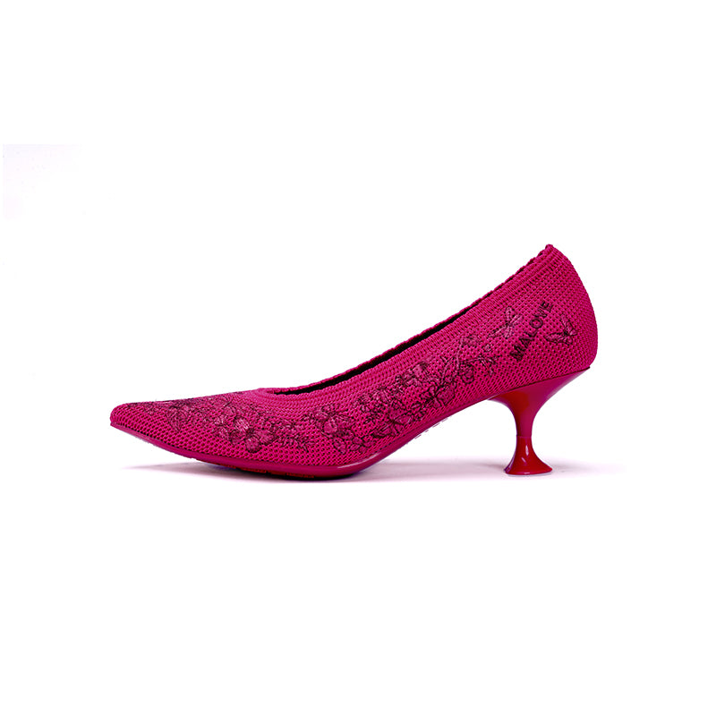 Enchanted Butterfly Pointed Toe Kitten Heels – 3D Embroidered Wine Glass Knit Pumps-5