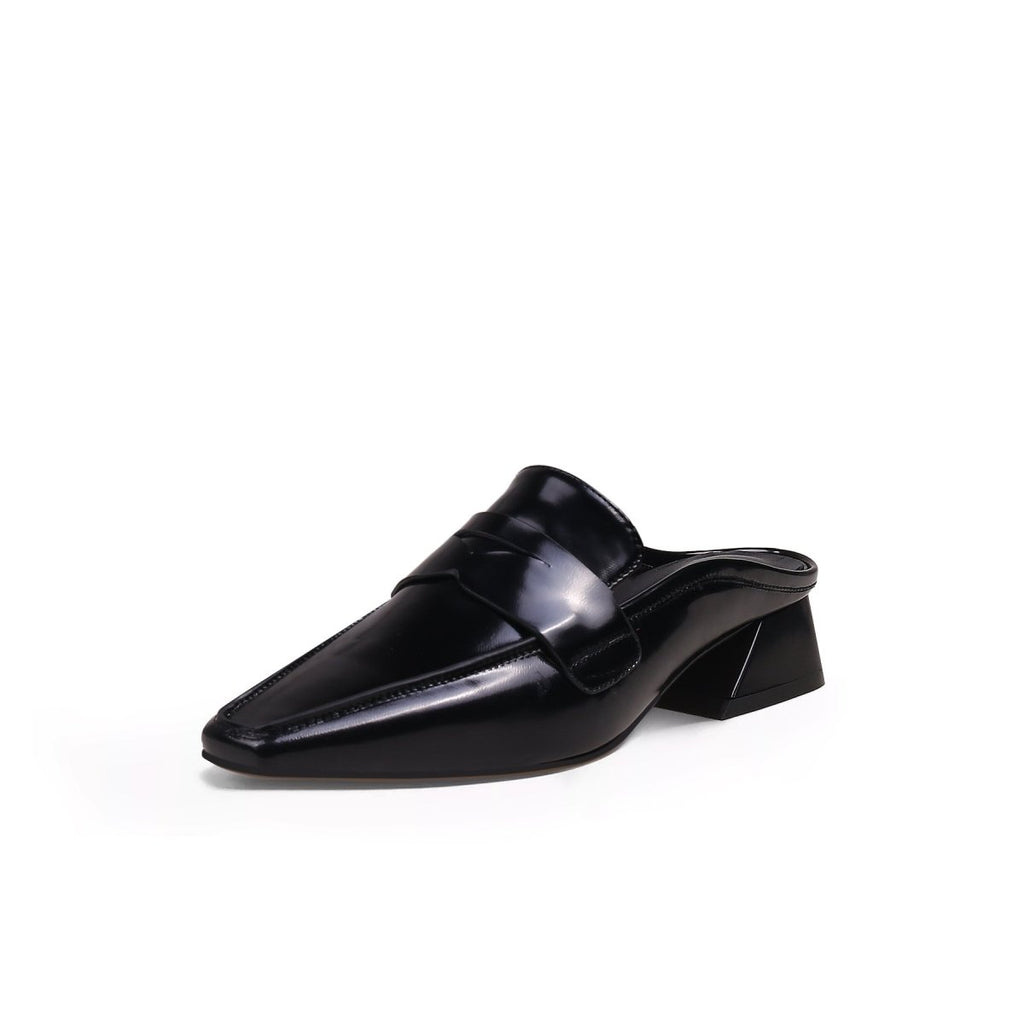 Trapezoidal Heel Faux Snakeskin Mules-1