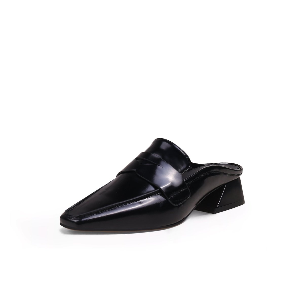 Trapezoidal Heel Faux Snakeskin Mules-1