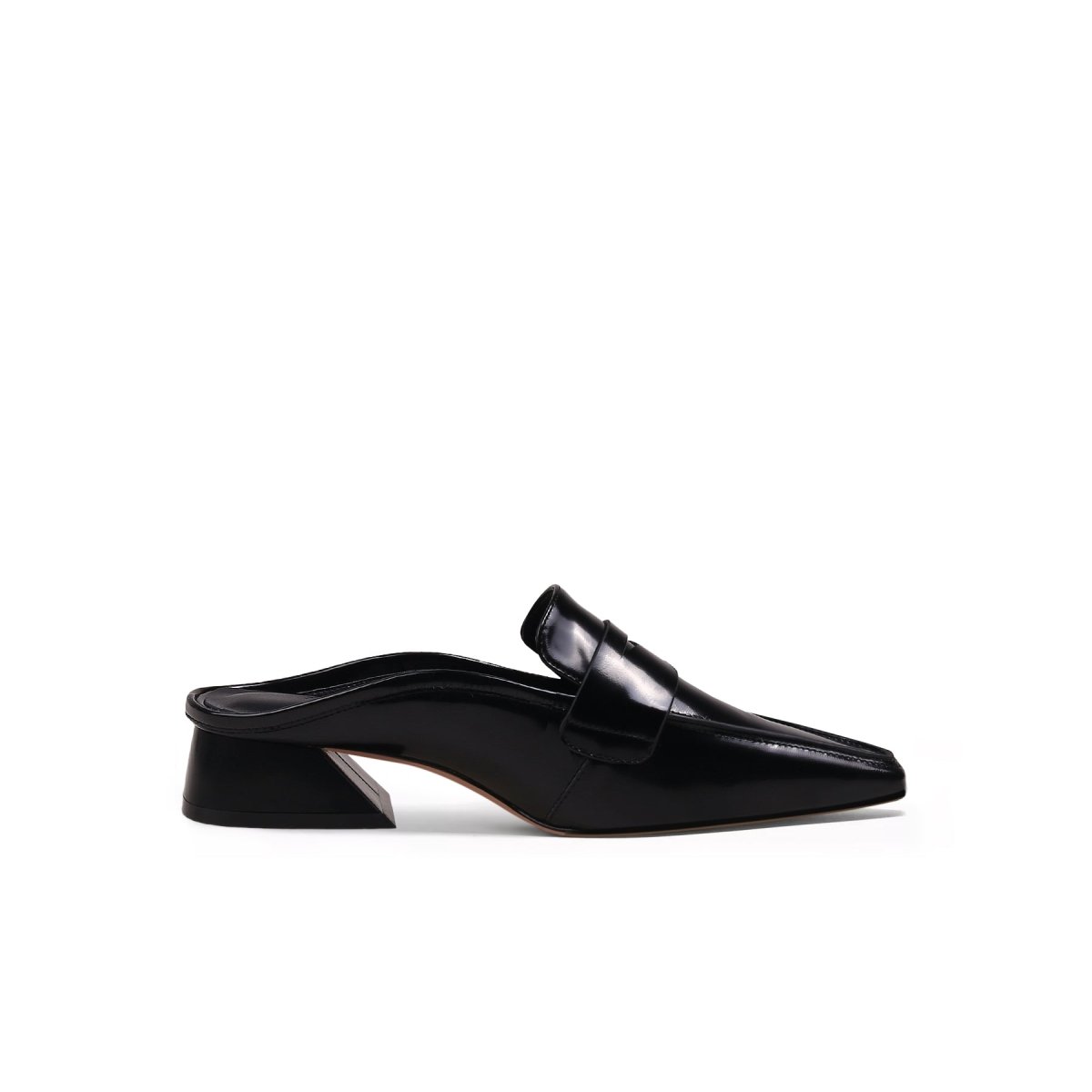 Trapezoidal Heel Faux Snakeskin Mules-2