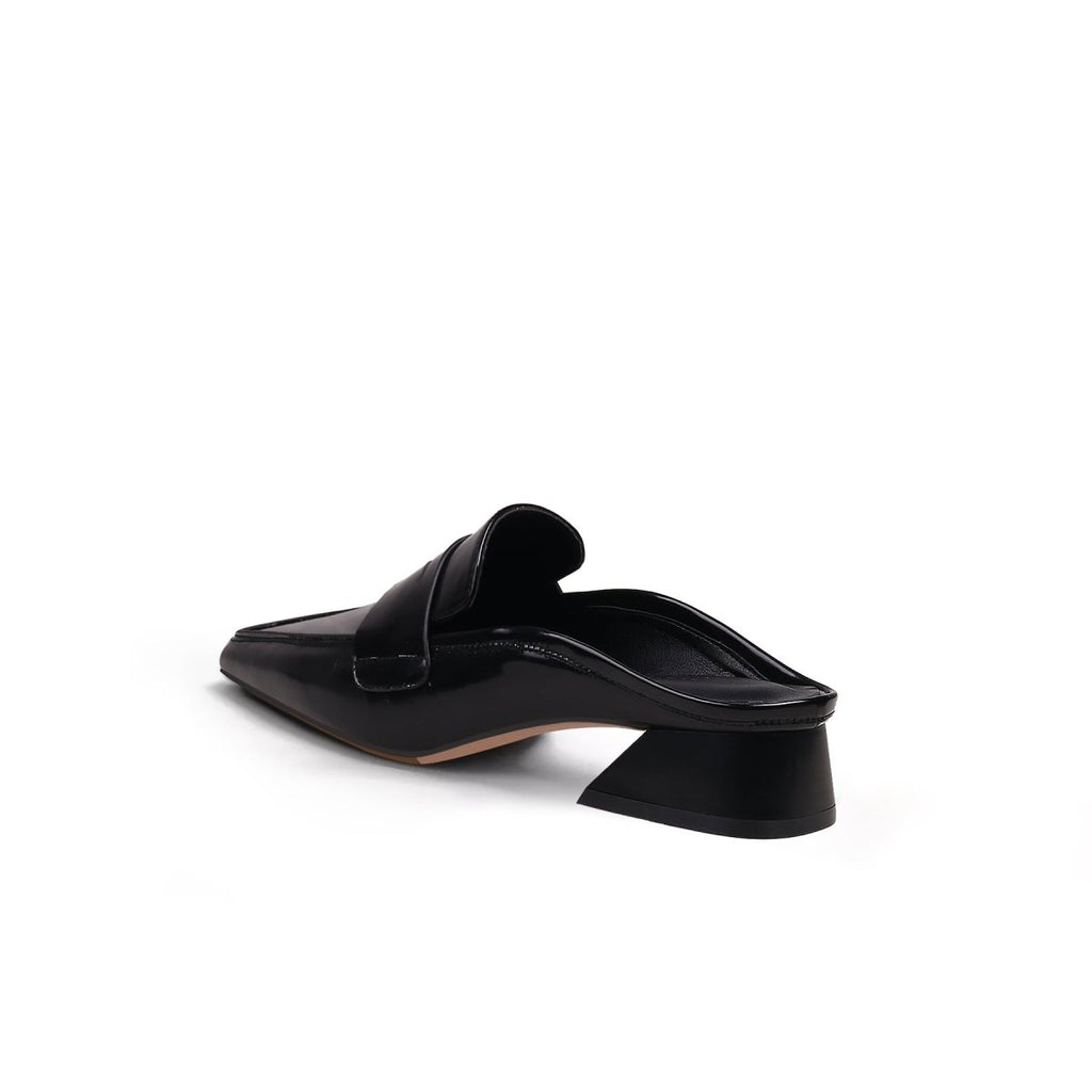 Trapezoidal Heel Faux Snakeskin Mules-3