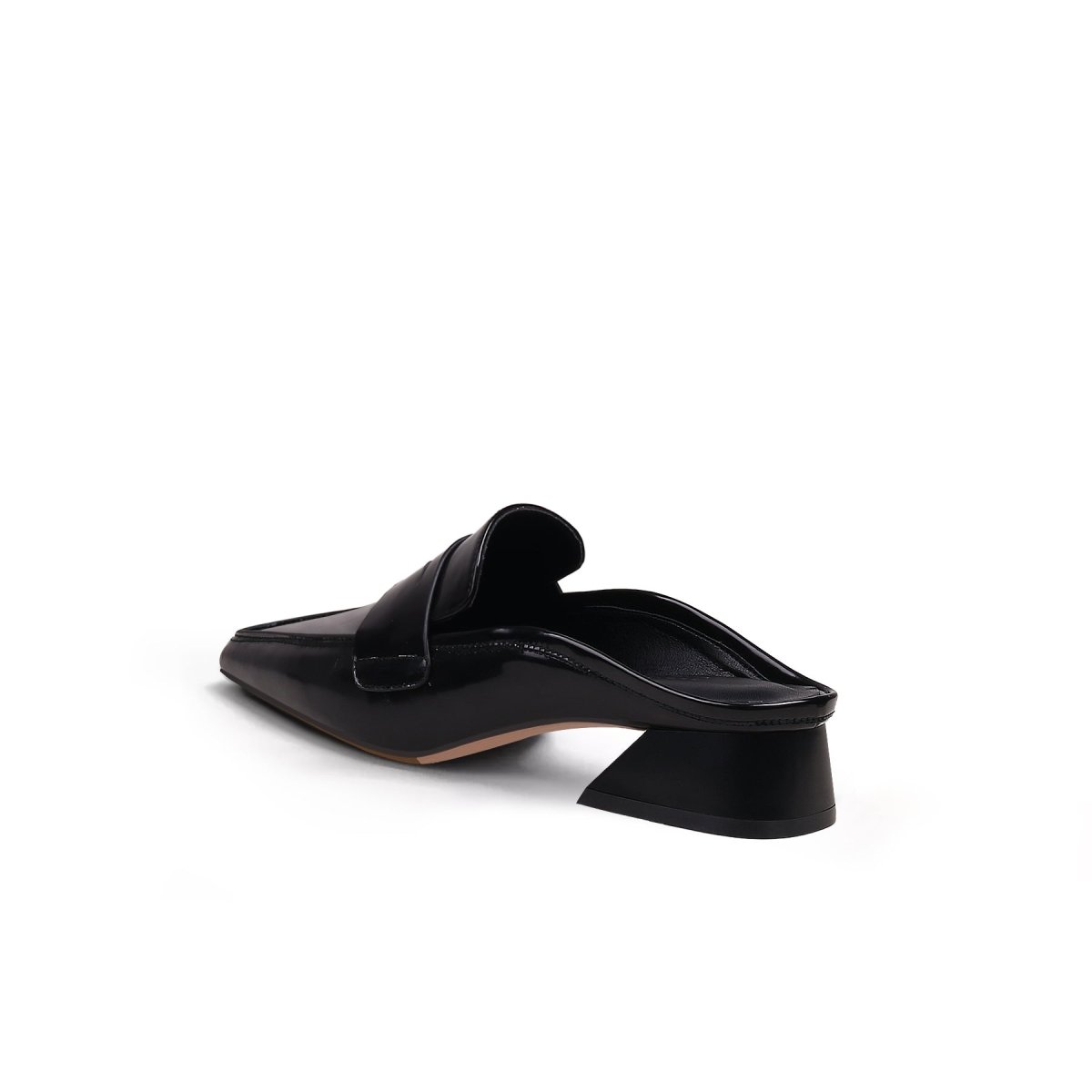 Trapezoidal Heel Faux Snakeskin Mules-3