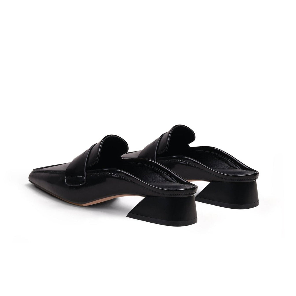Trapezoidal Heel Faux Snakeskin Mules-4