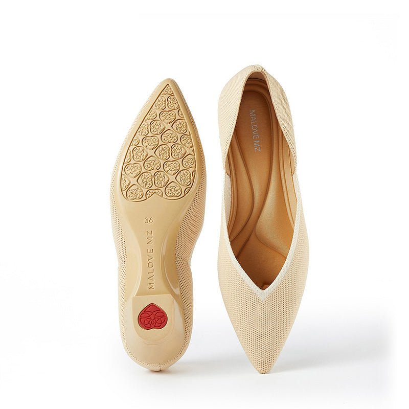 Minimalist Heart Heel Pointed Toe Knit Flats – Low Wedge Princess Shoes-2