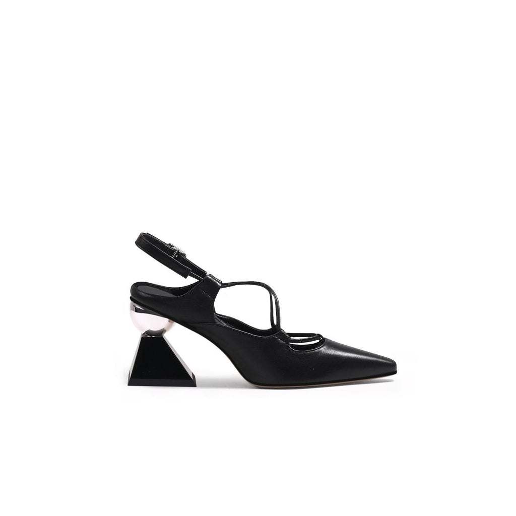 Multi-Strap Pointed Toe Block Heels-2