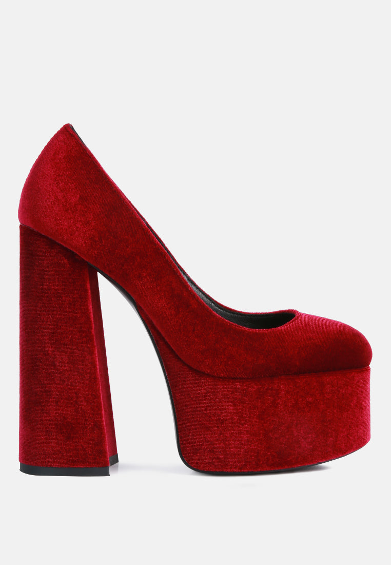 Old Novelty Platform Heel Velvet Pumps-5