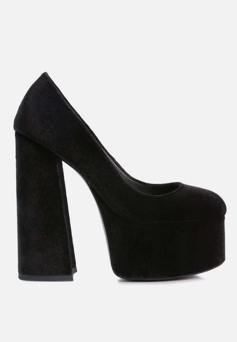 Old Novelty Platform Heel Velvet Pumps-7