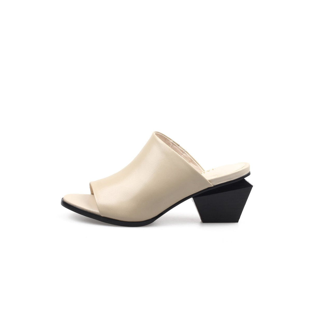 Open Toe Mules with Trapezoidal Heels-0