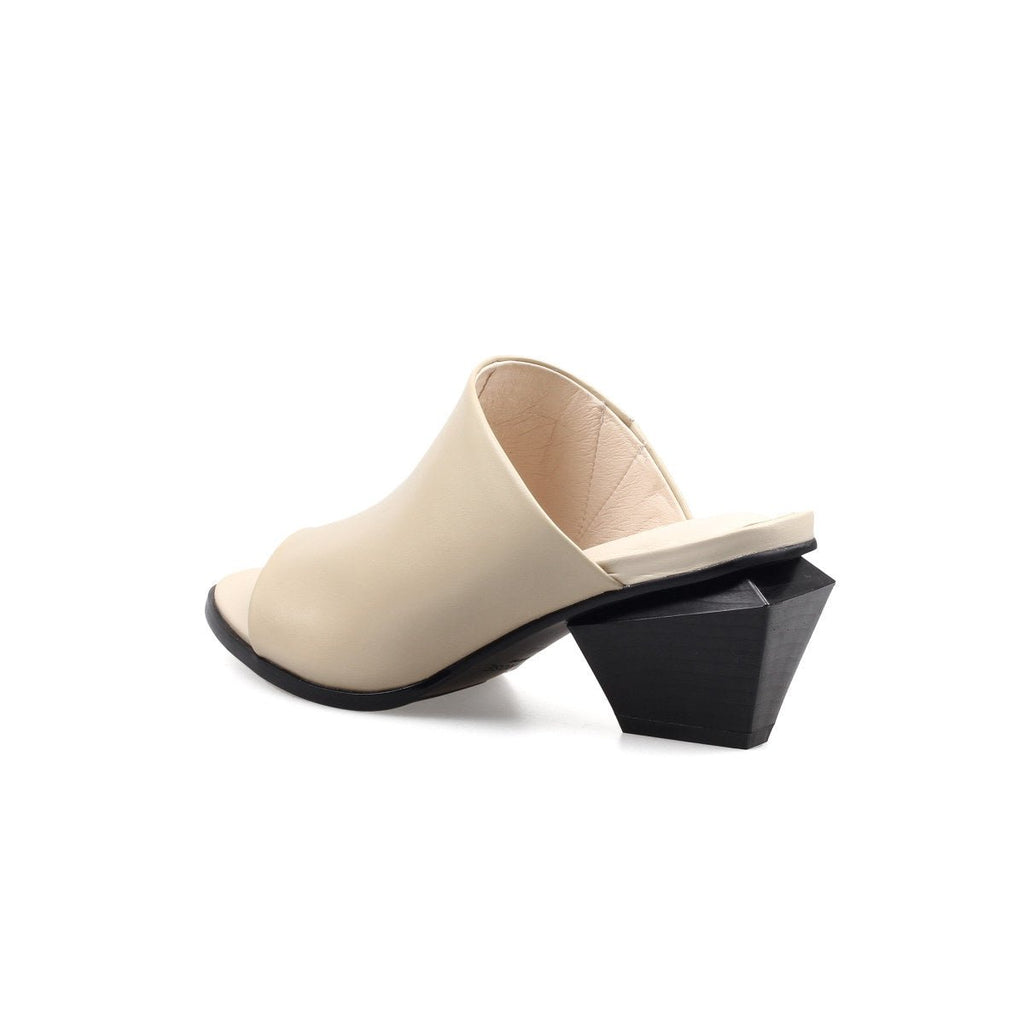 Open Toe Mules with Trapezoidal Heels-2