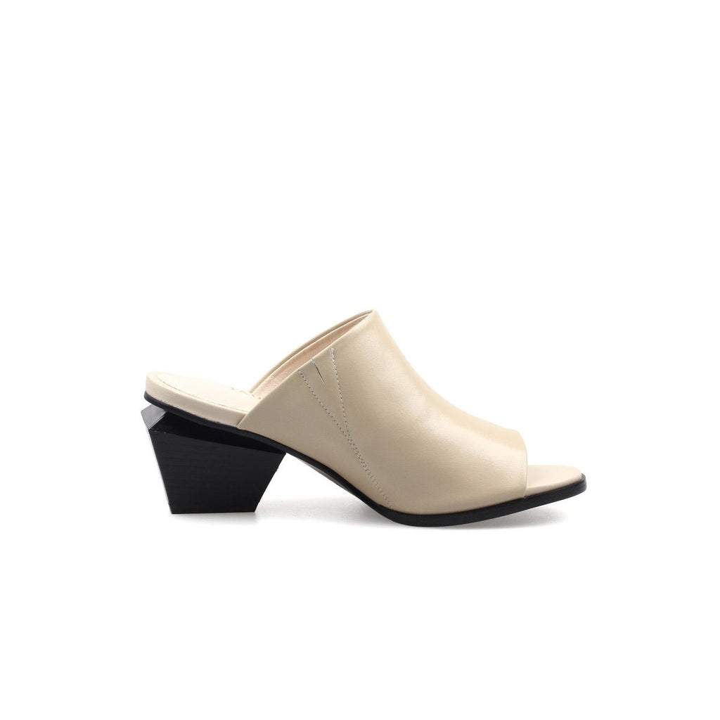 Open Toe Mules with Trapezoidal Heels-3