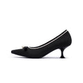 Parisian Pearl Bow Kitten Heels – Pointed Toe Wine Glass Knit Pumps-0