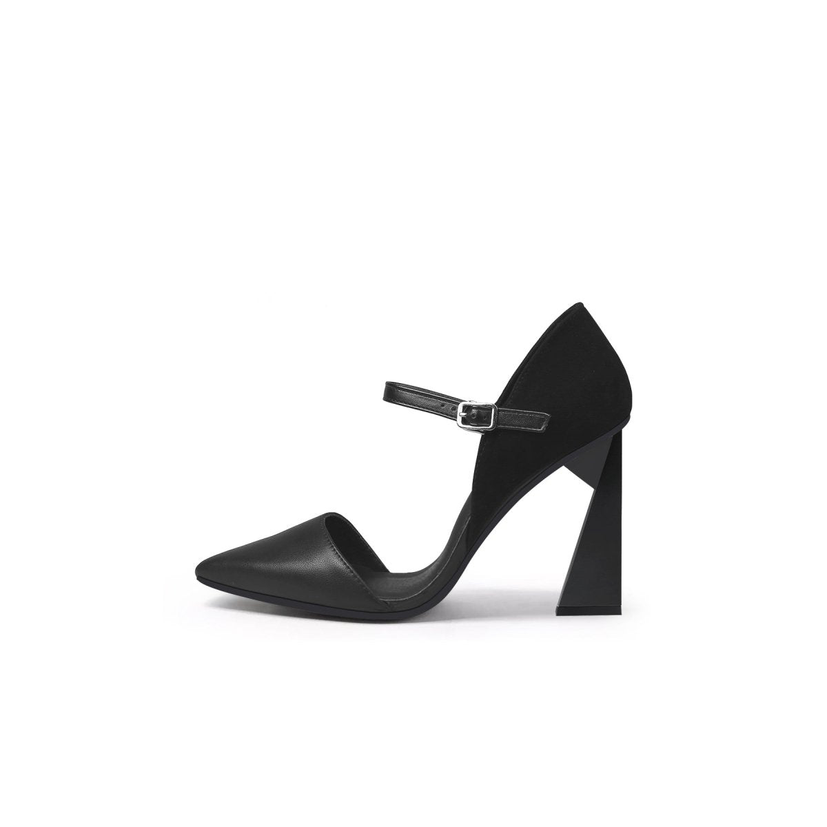Pointed Toe Ankle Strap Trape Heel Pumps-0
