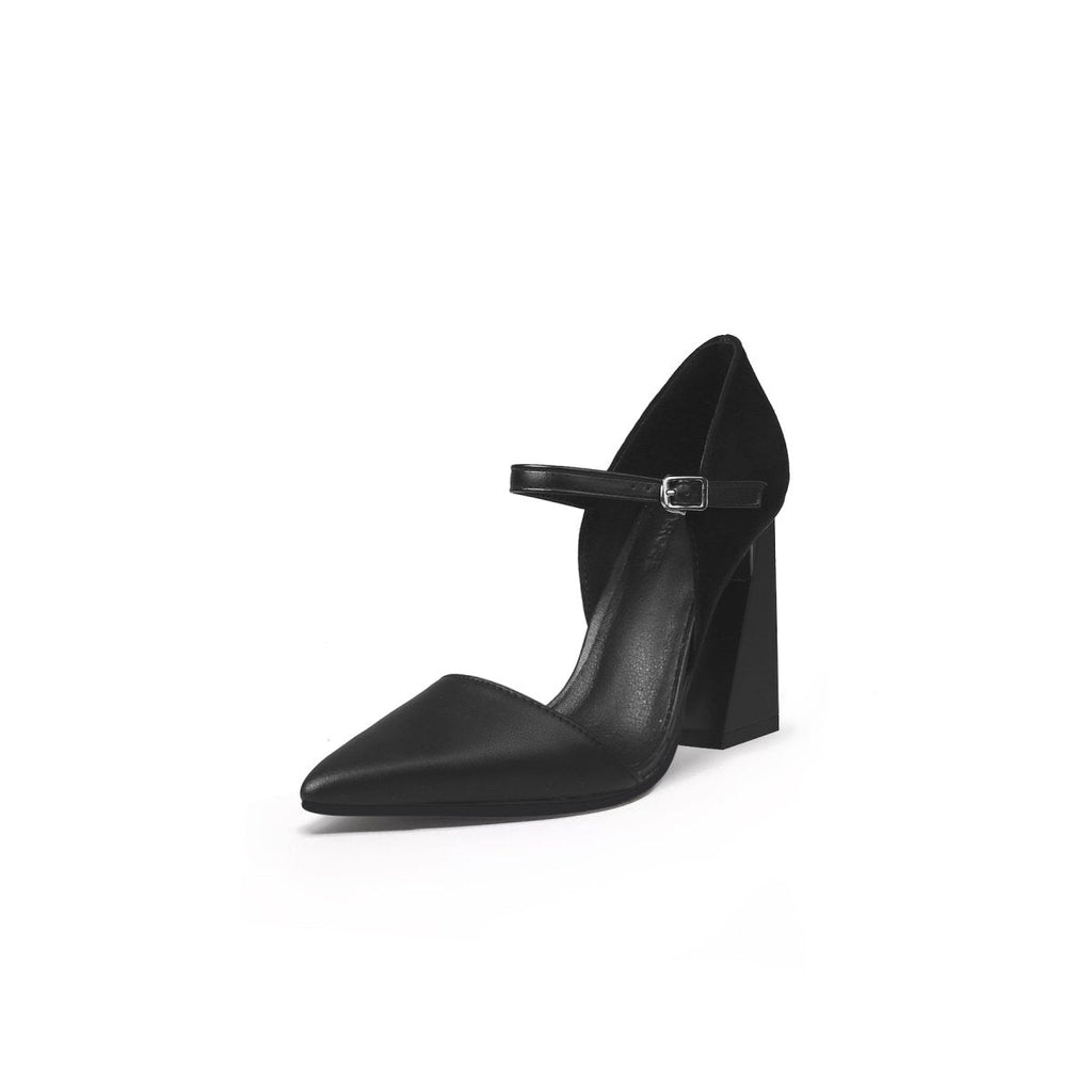 Pointed Toe Ankle Strap Trape Heel Pumps-1