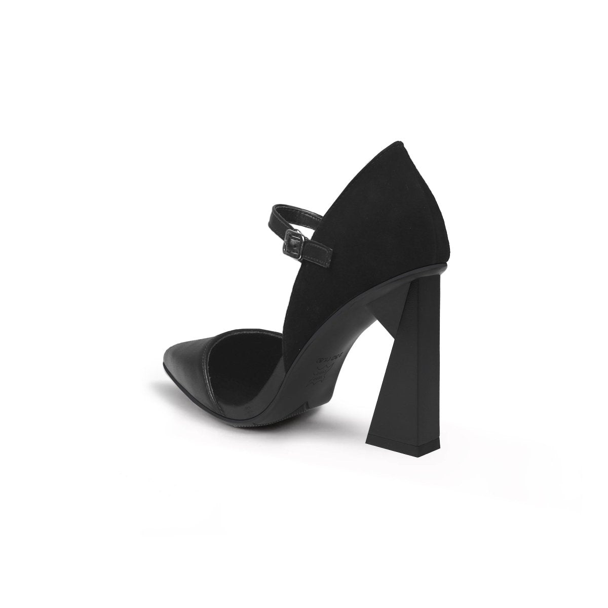 Pointed Toe Ankle Strap Trape Heel Pumps-3