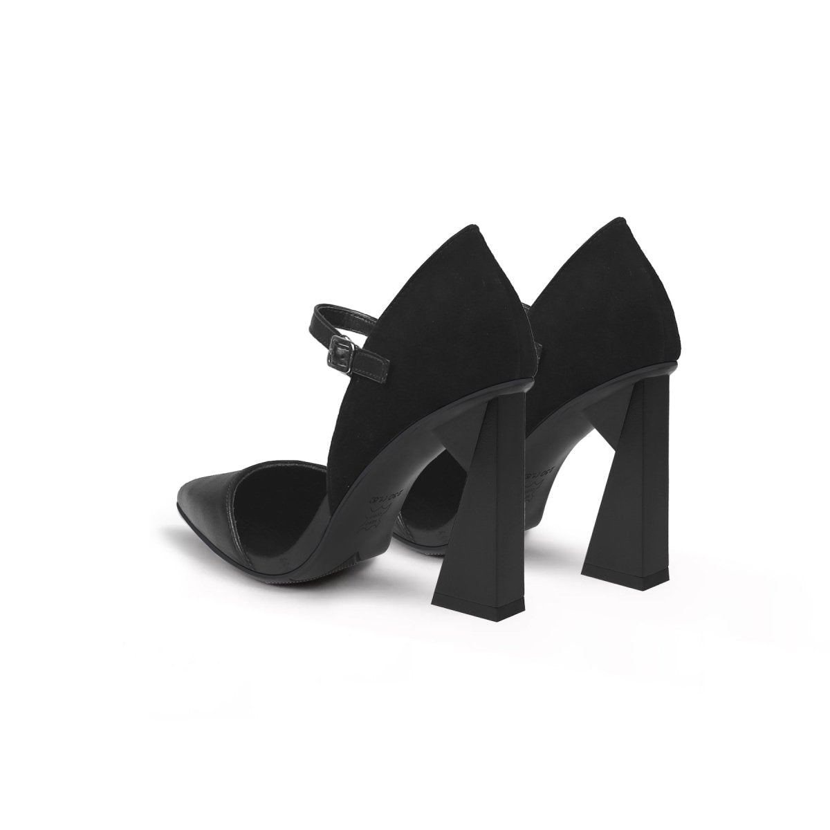 Pointed Toe Ankle Strap Trape Heel Pumps-4