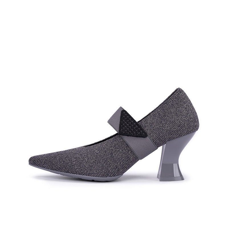 Pointed Toe Knit Pumps – French Chic Block Heel Shoes-0