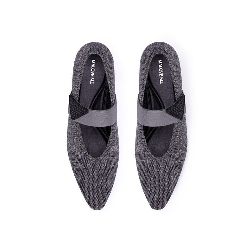 Pointed Toe Knit Pumps – French Chic Block Heel Shoes-1
