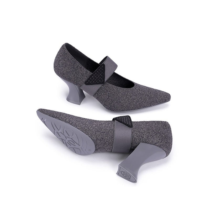 Pointed Toe Knit Pumps – French Chic Block Heel Shoes-4